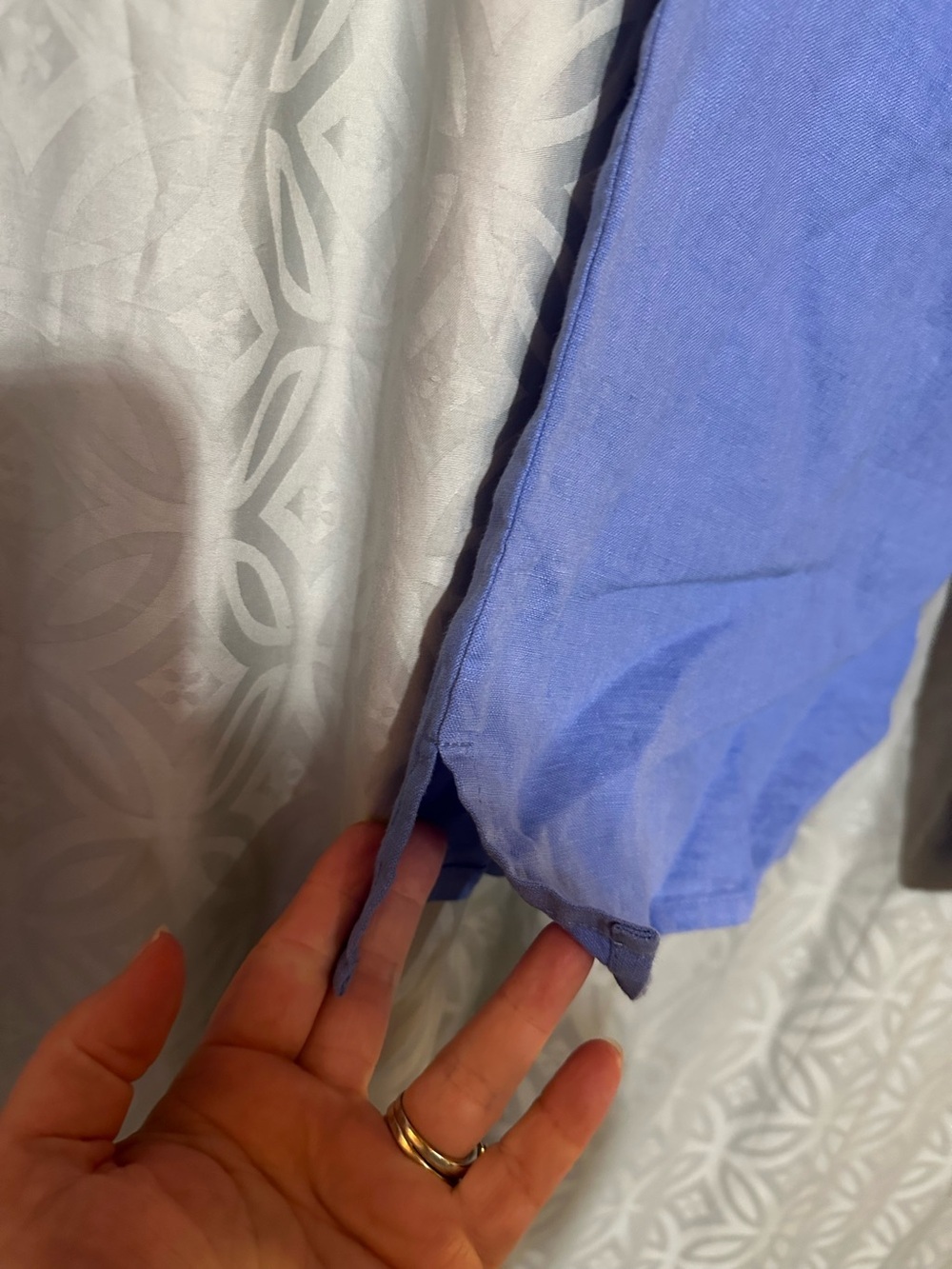 NEW FLAX 100% LINEN PANTS Size S LAGENLOOK WIDE LEG Cropped Blue Beach Coastal - Picture 5 of 5